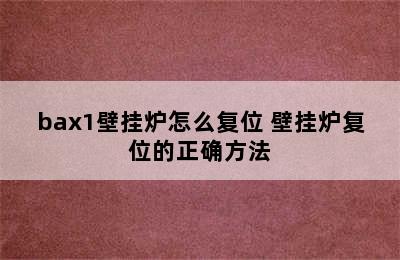 bax1壁挂炉怎么复位 壁挂炉复位的正确方法